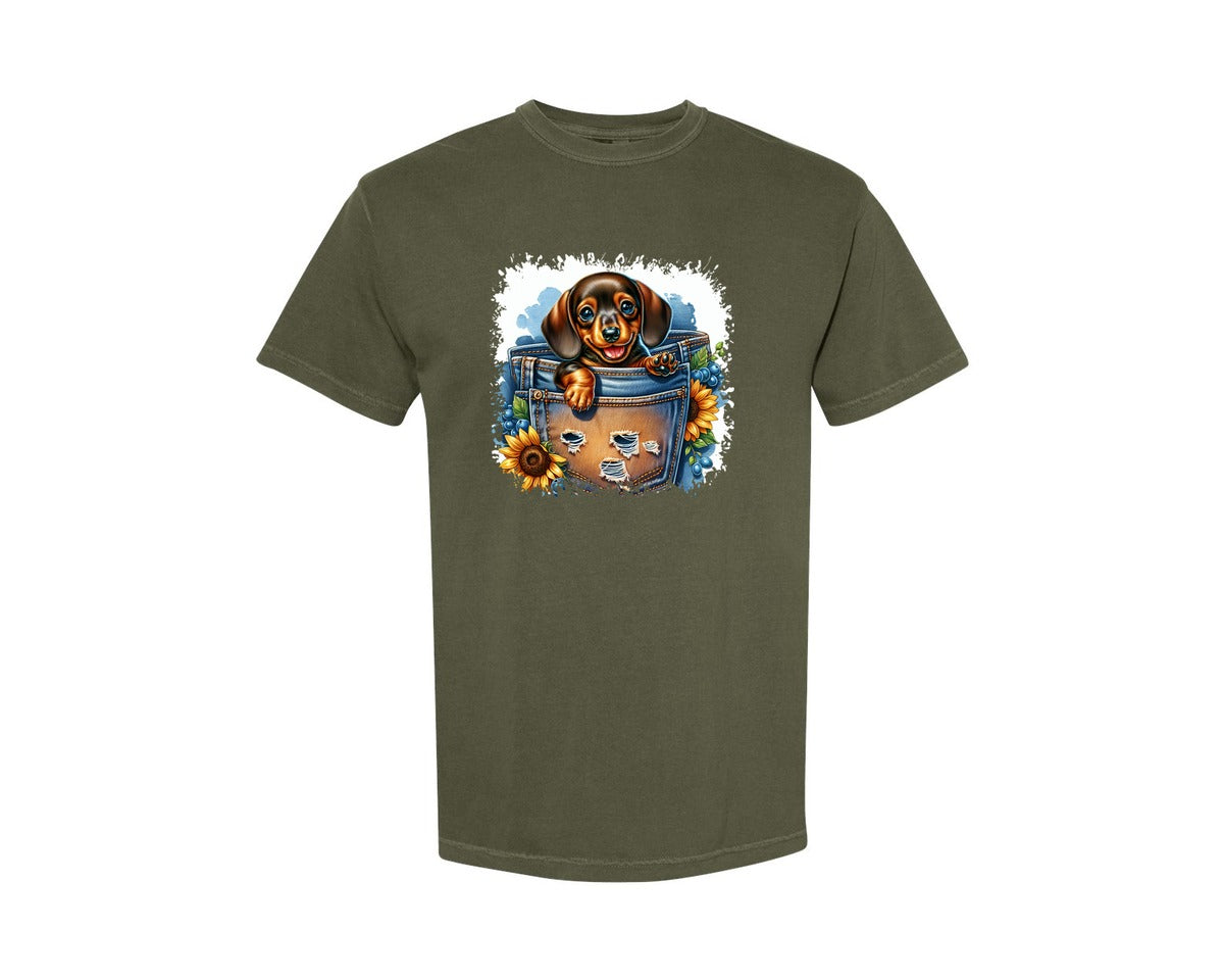 brand:Comfort Colors|color:Sage Green|Dog In Pocket Square Tshirt 29 Graphic T-Shirt