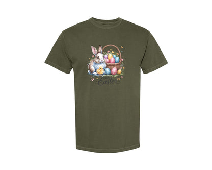 brand:Comfort Colors|color:Sage Green|Happy Easter Bunny Eggs 5 Graphic T-Shirt
