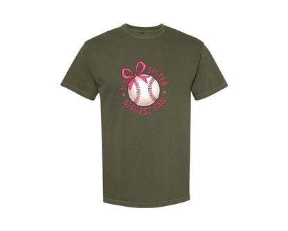 brand:Comfort Colors|color:Sage Green|Baseball Sister Little Sister Graphic T-Shirt
