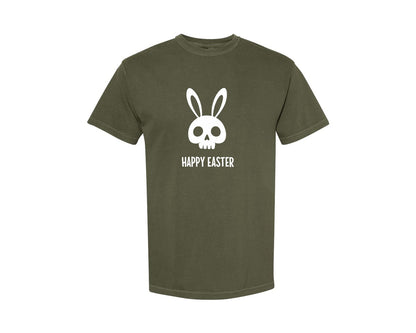 brand:Comfort Colors|color:Sage Green|Gothic Creepy Easter Bunny Skull Irony Graphic T-Shirt