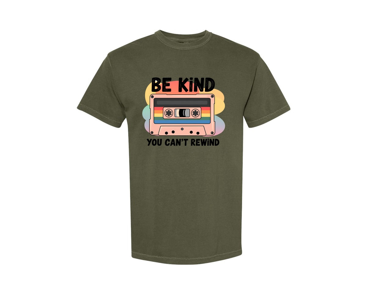 brand:Comfort Colors|color:Sage Green|Be Kind Retro Cassette Tape 2 Graphic T-Shirt