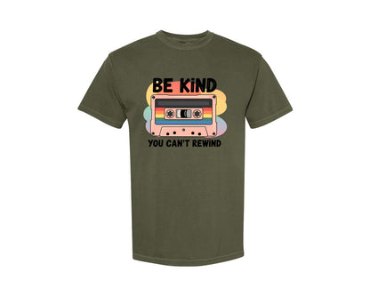 brand:Comfort Colors|color:Sage Green|Be Kind Retro Cassette Tape 2 Graphic T-Shirt