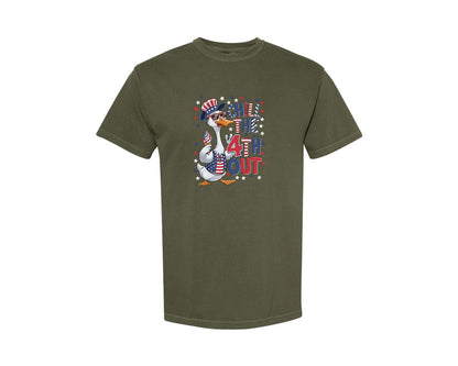 brand:Comfort Colors|color:Sage Green|4Th Of July Patriotic Goose Chill The 4 Graphic T-Shirt