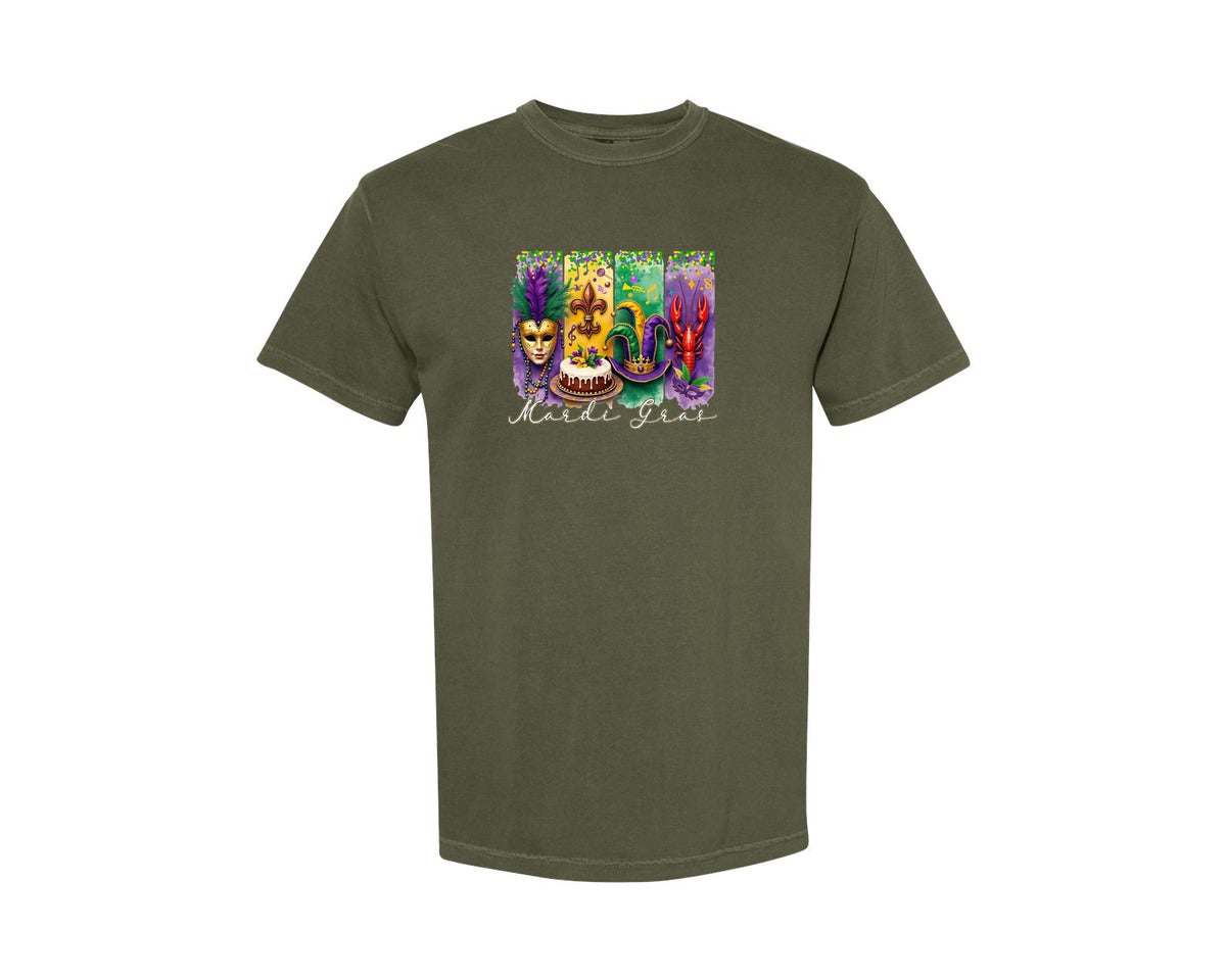 brand:Comfort Colors|color:Sage Green|Mardi Gras Coquette 2 Graphic T-Shirt