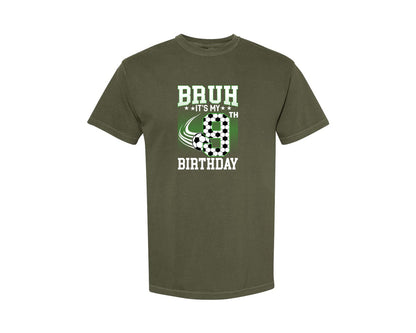 brand:Comfort Colors|color:Sage Green|Bruh Its My 9Th Birthday Soccer T Shirt Graphic T-Shirt
