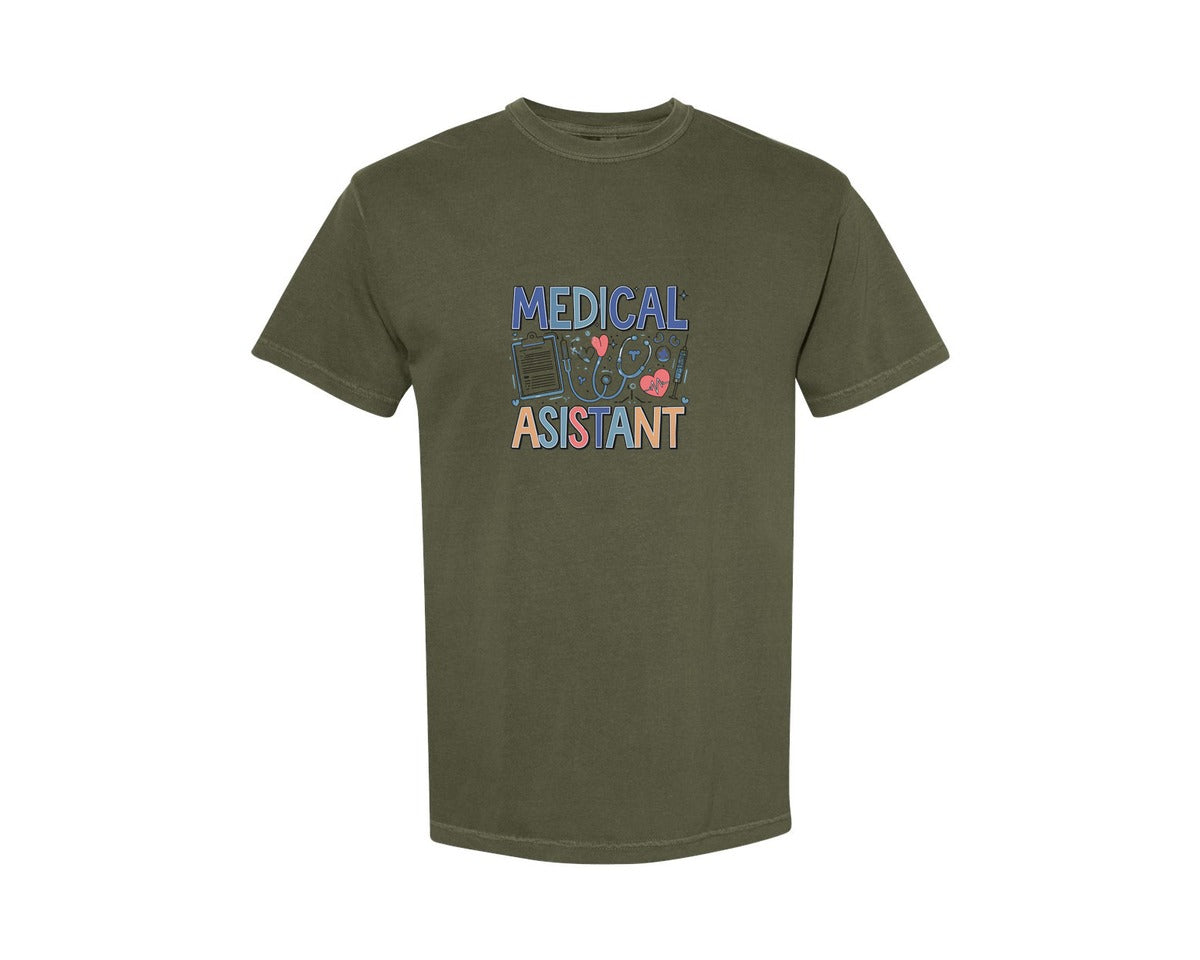 brand:Comfort Colors|color:Sage Green|Medical Assistant 7 Graphic T-Shirt