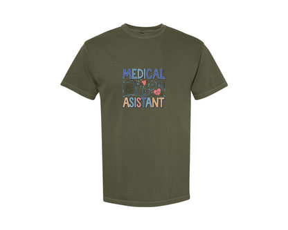 brand:Comfort Colors|color:Sage Green|Medical Assistant 7 Graphic T-Shirt