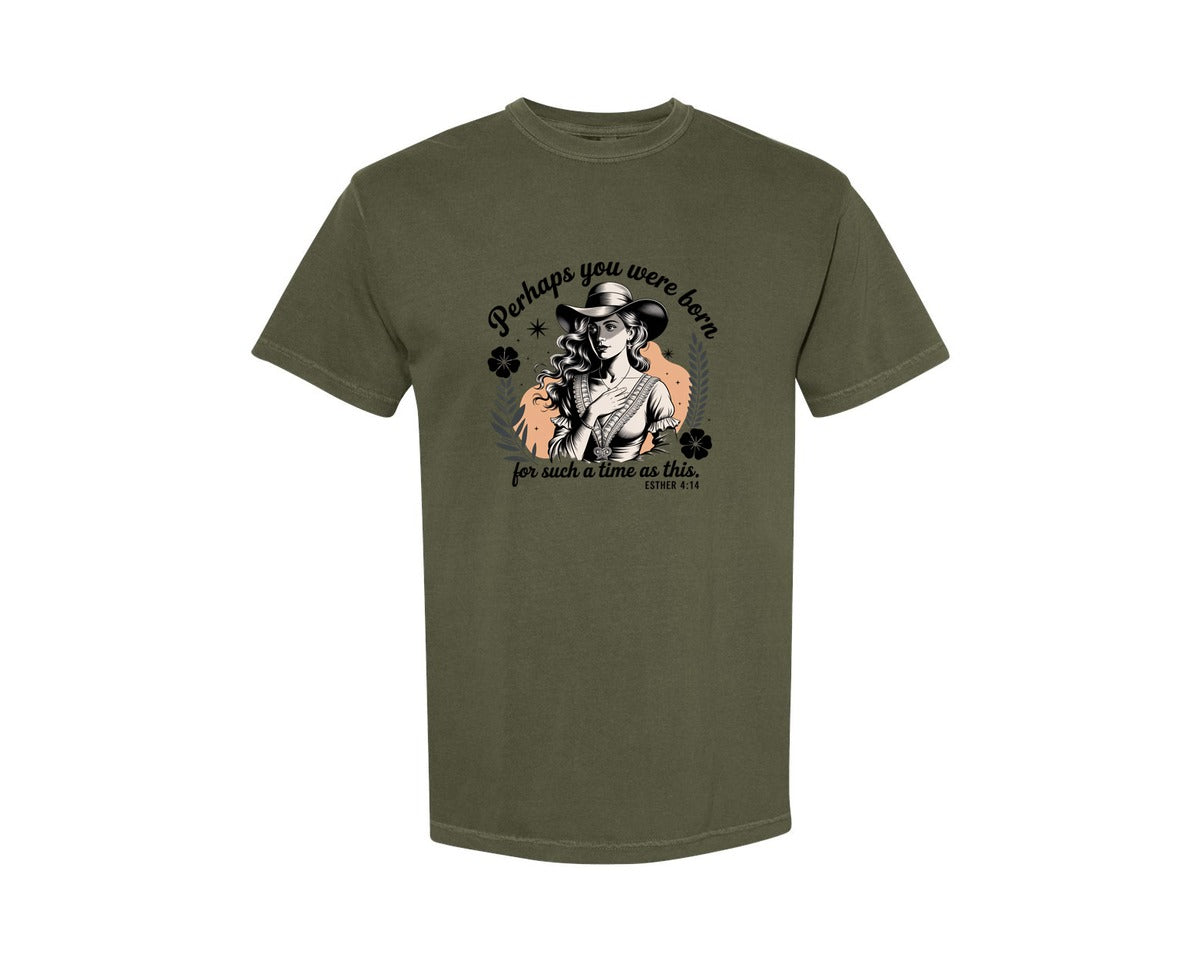 brand:Comfort Colors|color:Sage Green|Perhaps You Were Born Christian 3 Graphic T-Shirt