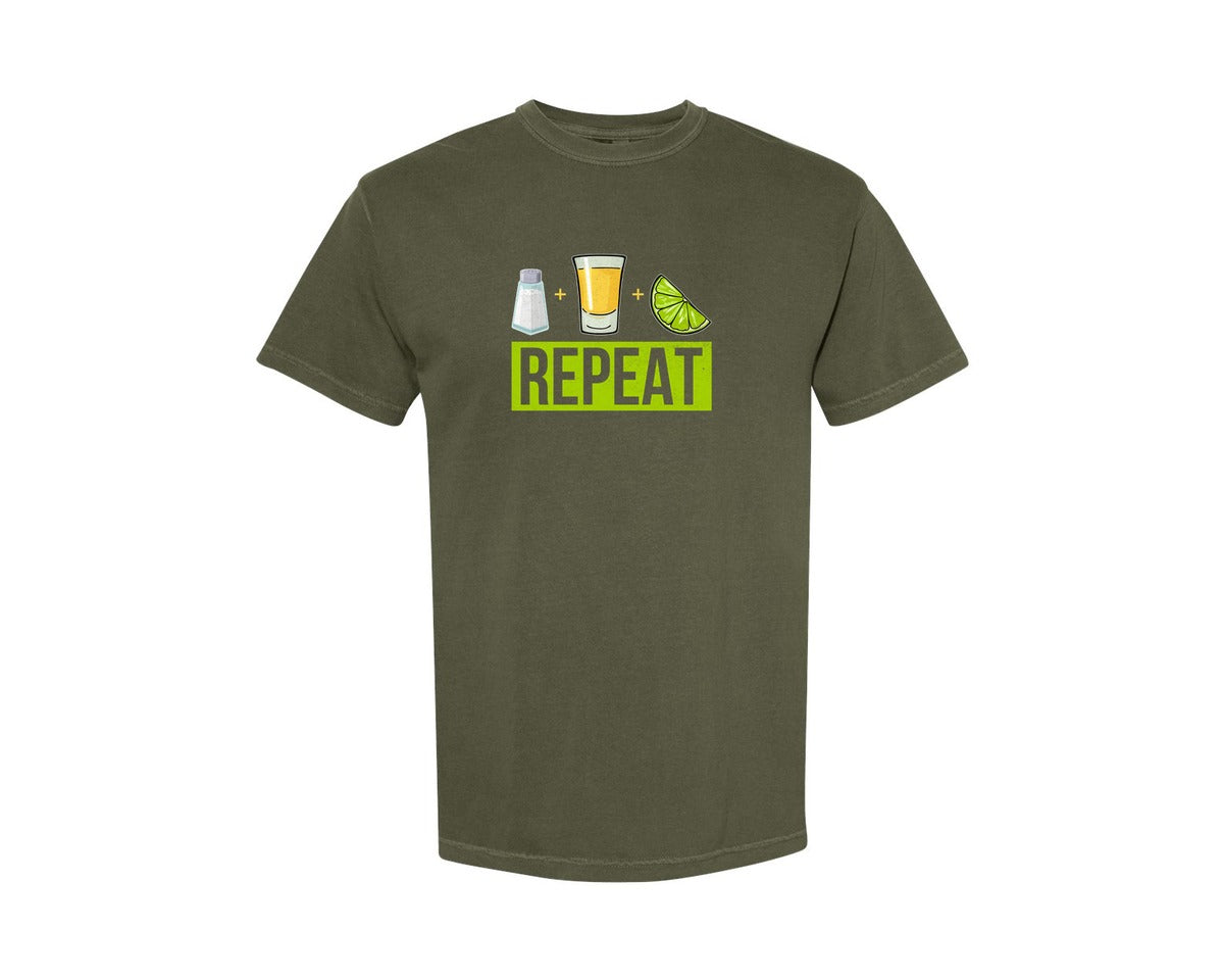 brand:Comfort Colors|color:Sage Green|Salt Tequila Lime Repeat Graphic T-Shirt