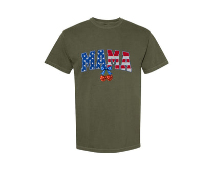 brand:Comfort Colors|color:Sage Green|Cherry Usa Mama Coquette 4Th July Graphic T-Shirt