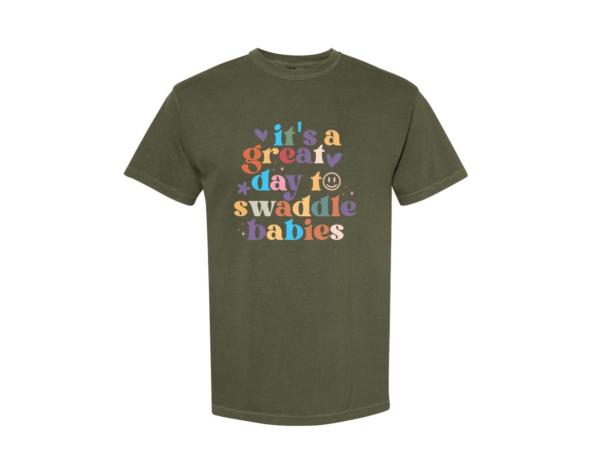 brand:Comfort Colors|color:Sage Green|Its A Beautiful Day To Catch Babies Graphic T-Shirt