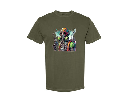 brand:Comfort Colors|color:Sage Green|Robot Sublimationsticker Graphic T-Shirt
