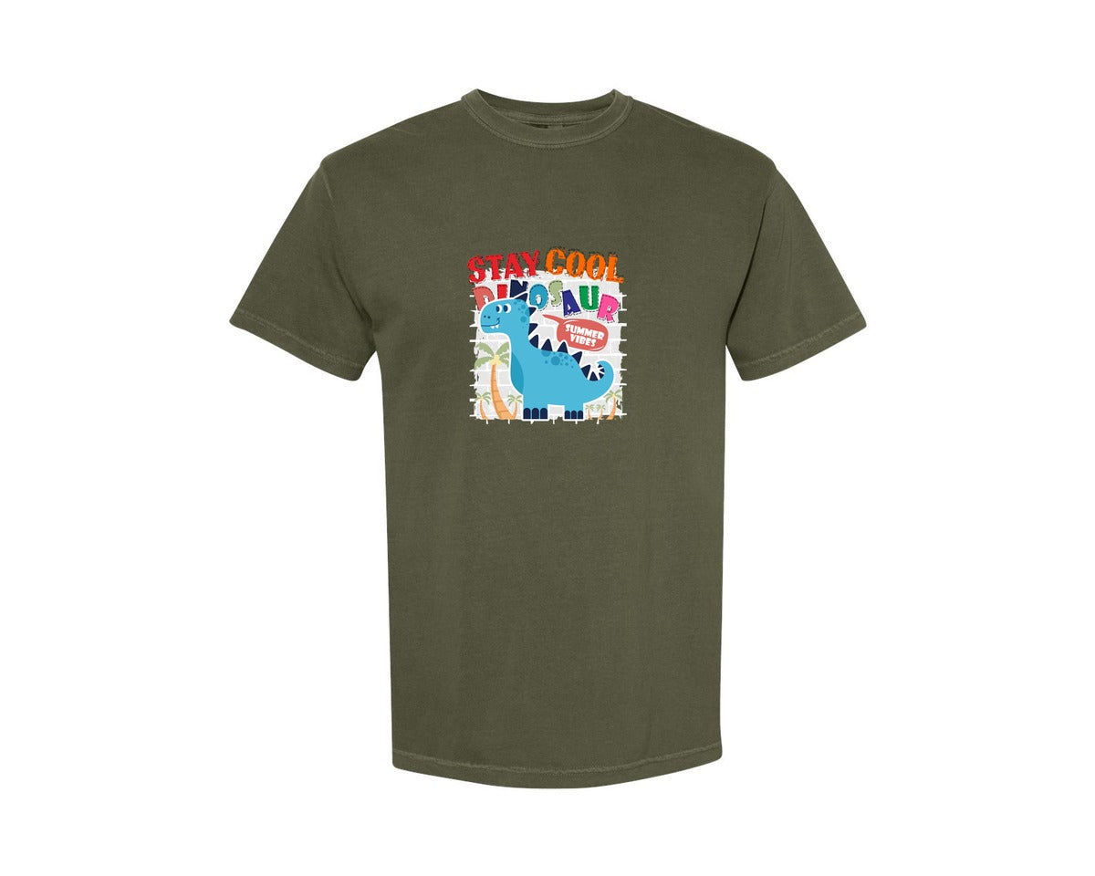 brand:Comfort Colors|color:Sage Green|Cute Dinosaur Cartoon T Shirt Design Graphic T-Shirt