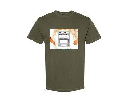 brand:Comfort Colors|color:Sage Green|Easter Nutrition Facts Easter 2 Graphic T-Shirt