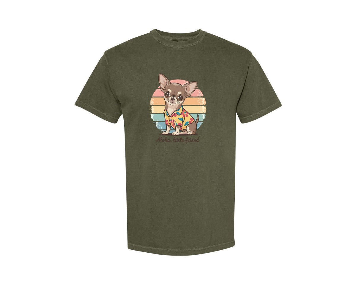 brand:Comfort Colors|color:Sage Green|Summer Beach With Chihuahua 2 Graphic T-Shirt