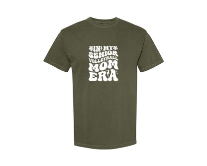 brand:Comfort Colors|color:Sage Green|In My Senior Volleyball Mom Era 2 Graphic T-Shirt