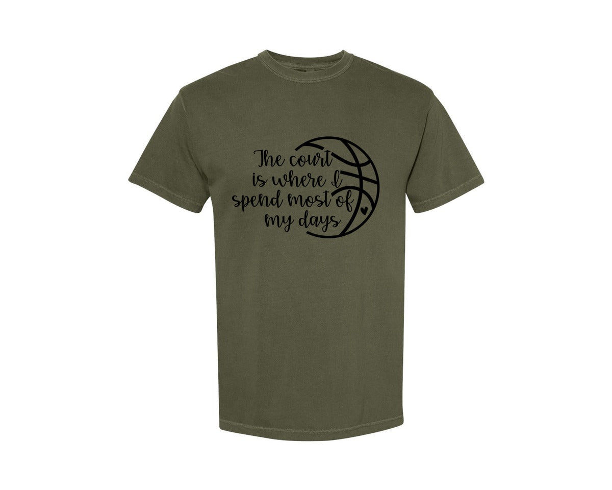 brand:Comfort Colors|color:Sage Green|Basketball Mom 80 Graphic T-Shirt