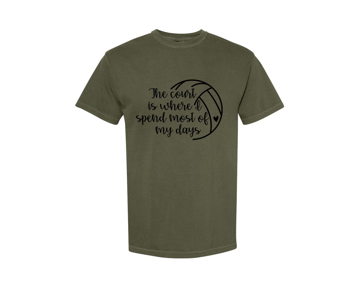 brand:Comfort Colors|color:Sage Green|Volleyball Mom 24 Graphic T-Shirt