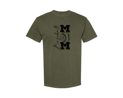brand:Comfort Colors|color:Sage Green|Baseball Mama 16 Graphic T-Shirt
