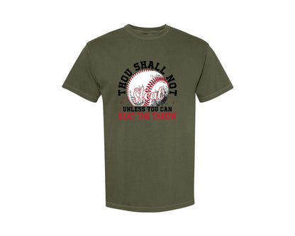 brand:Comfort Colors|color:Sage Green|Funny Baseball Thou Shall Not Steal Graphic T-Shirt