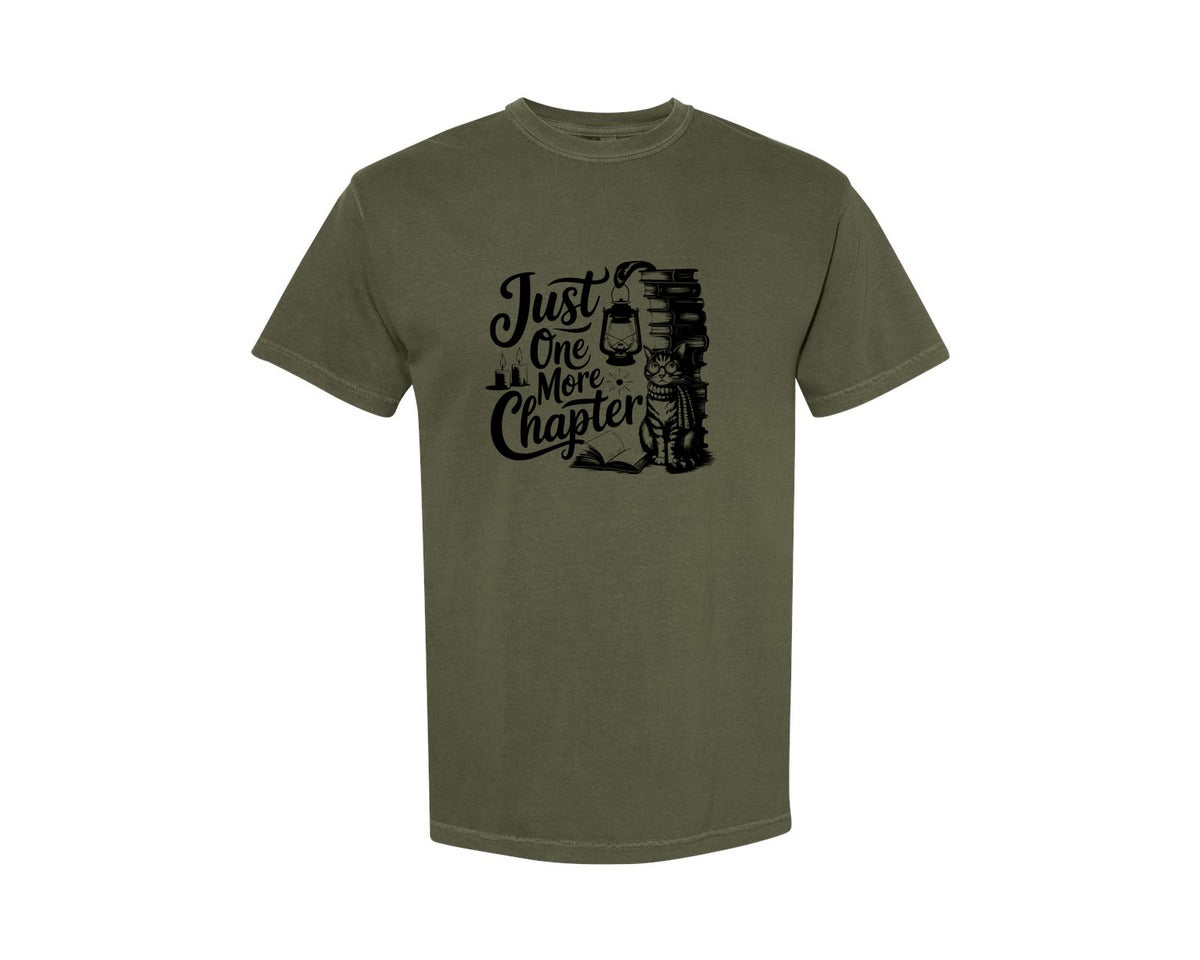 brand:Comfort Colors|color:Sage Green|Just One More Chapter T Shirt Design Graphic T-Shirt