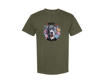 brand:Comfort Colors|color:Sage Green|Pitty Mama Cute Pitbull Dog 2 Graphic T-Shirt
