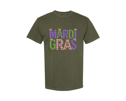 brand:Comfort Colors|color:Sage Green|Mardi Gras Festive Des Graphic T-Shirt