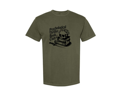 brand:Comfort Colors|color:Sage Green|Psychological Thriller Book Club T S Graphic T-Shirt