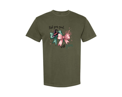 brand:Comfort Colors|color:Sage Green|Pink Goes Good With Green 4 Graphic T-Shirt