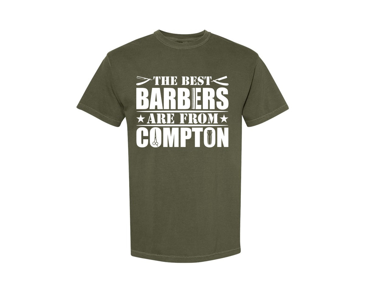 brand:Comfort Colors|color:Sage Green|The Best Barber Are From Compton Tshirt Graphic T-Shirt