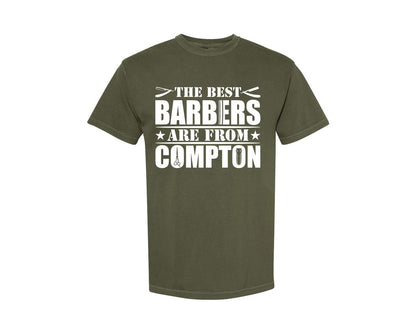 brand:Comfort Colors|color:Sage Green|The Best Barber Are From Compton Tshirt Graphic T-Shirt