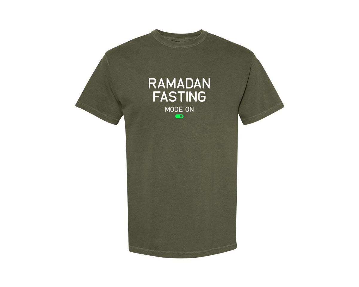 brand:Comfort Colors|color:Sage Green|Ramadan Fasting Mode On Ramadan Typogra Graphic T-Shirt