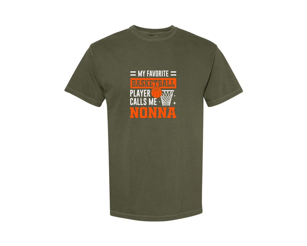 brand:Comfort Colors|color:Sage Green|My Favorite Basketball Player Nonna Tee Graphic T-Shirt