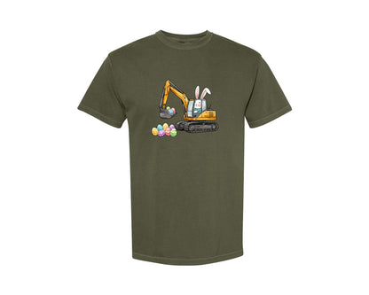 brand:Comfort Colors|color:Sage Green|Bunny Easter Excavator Graphic T-Shirt