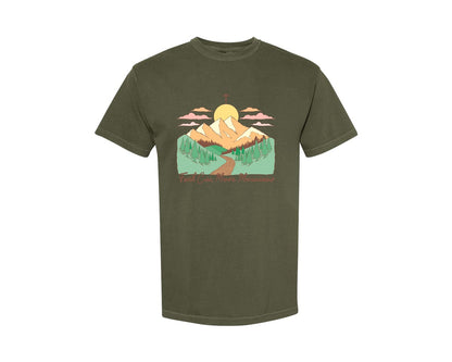 brand:Comfort Colors|color:Sage Green|Faith Can Move Mountains Christian Quote 2 Graphic T-Shirt