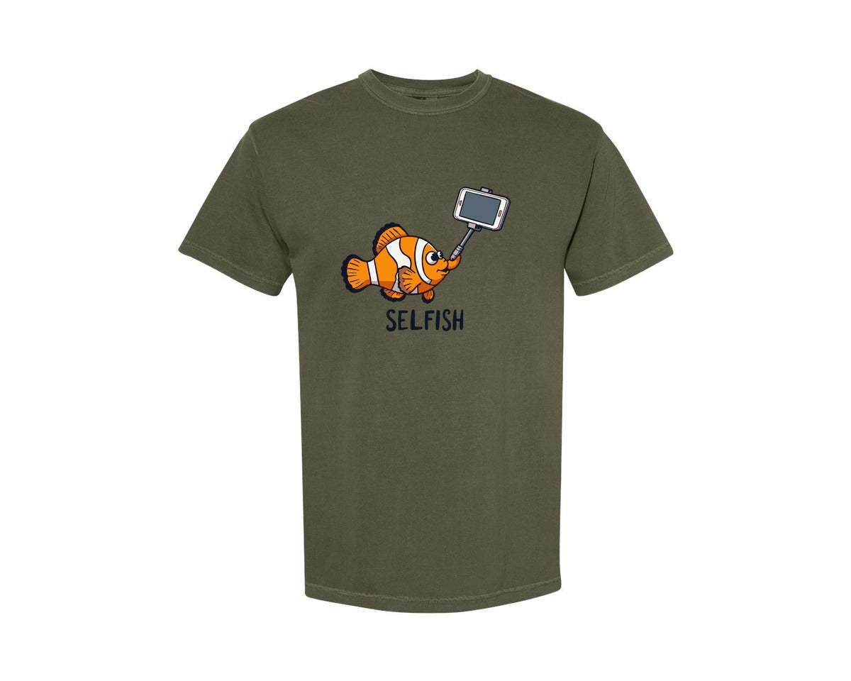 brand:Comfort Colors|color:Sage Green|Selfish Clownfish Funny Fish Design Graphic T-Shirt