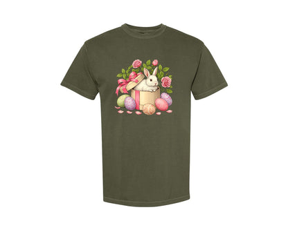brand:Comfort Colors|color:Sage Green|Easter Bunny Bunny 2 Graphic T-Shirt