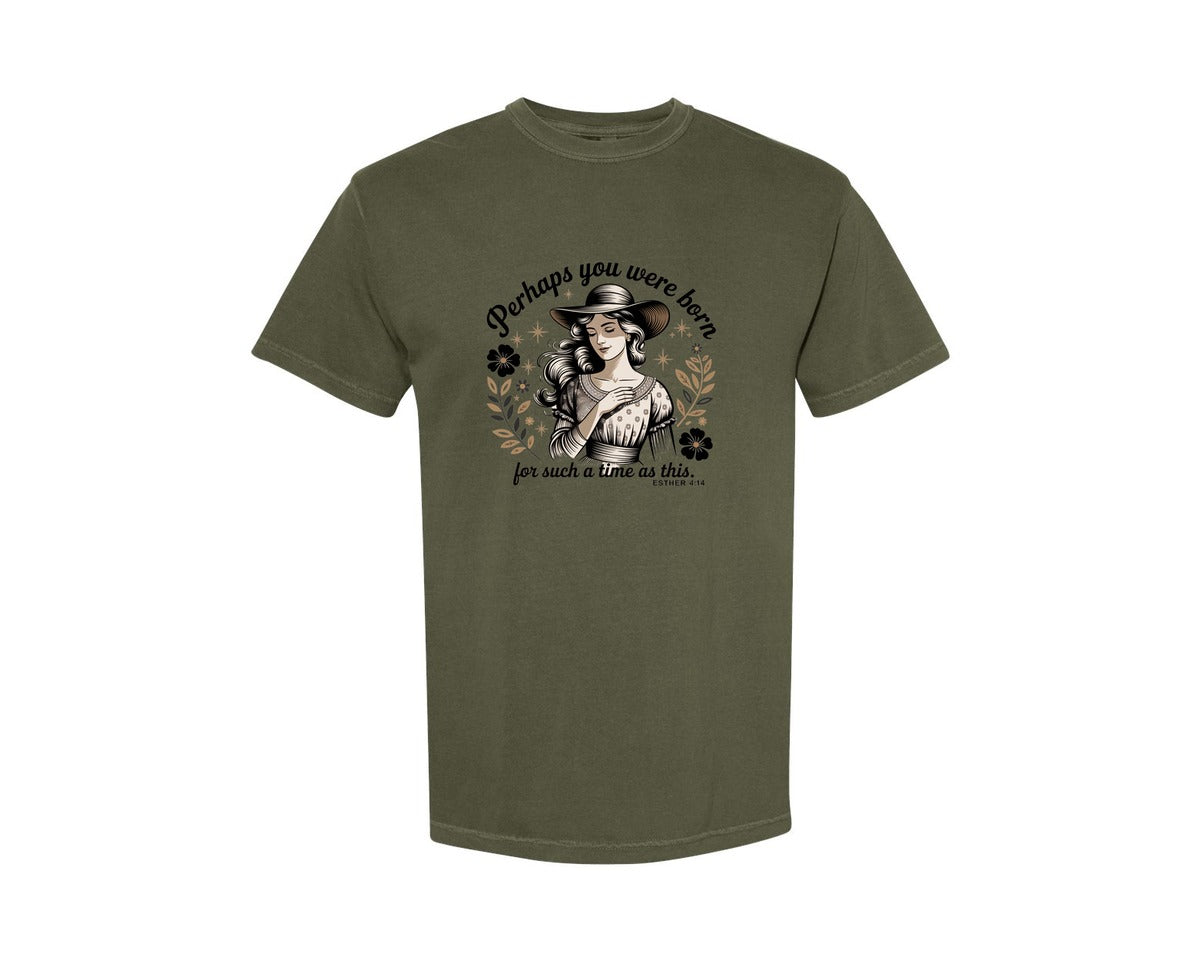 brand:Comfort Colors|color:Sage Green|Perhaps You Were Born Christian 2 Graphic T-Shirt