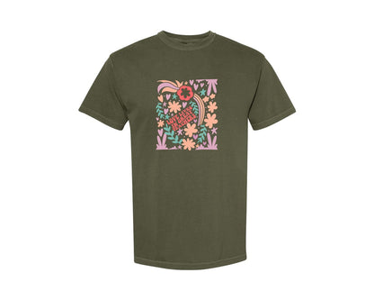 brand:Comfort Colors|color:Sage Green|Love Lives In Great Teachers Graphic T-Shirt