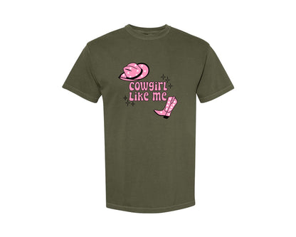brand:Comfort Colors|color:Sage Green|Cowgirl Like Me Pink Western 2 Graphic T-Shirt