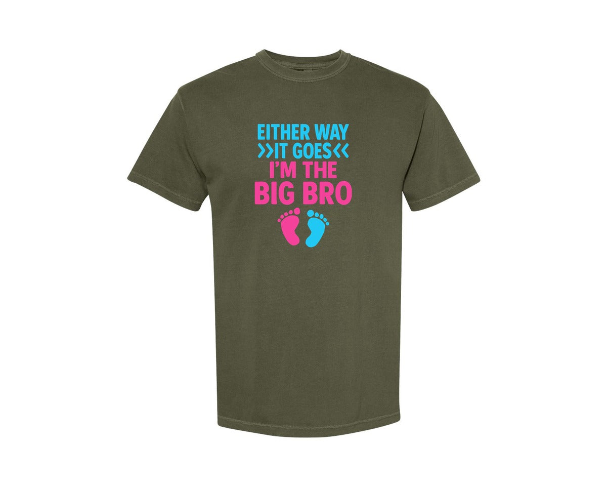 brand:Comfort Colors|color:Sage Green|Big Bro Gender Reveal T Shirt Graphic T-Shirt