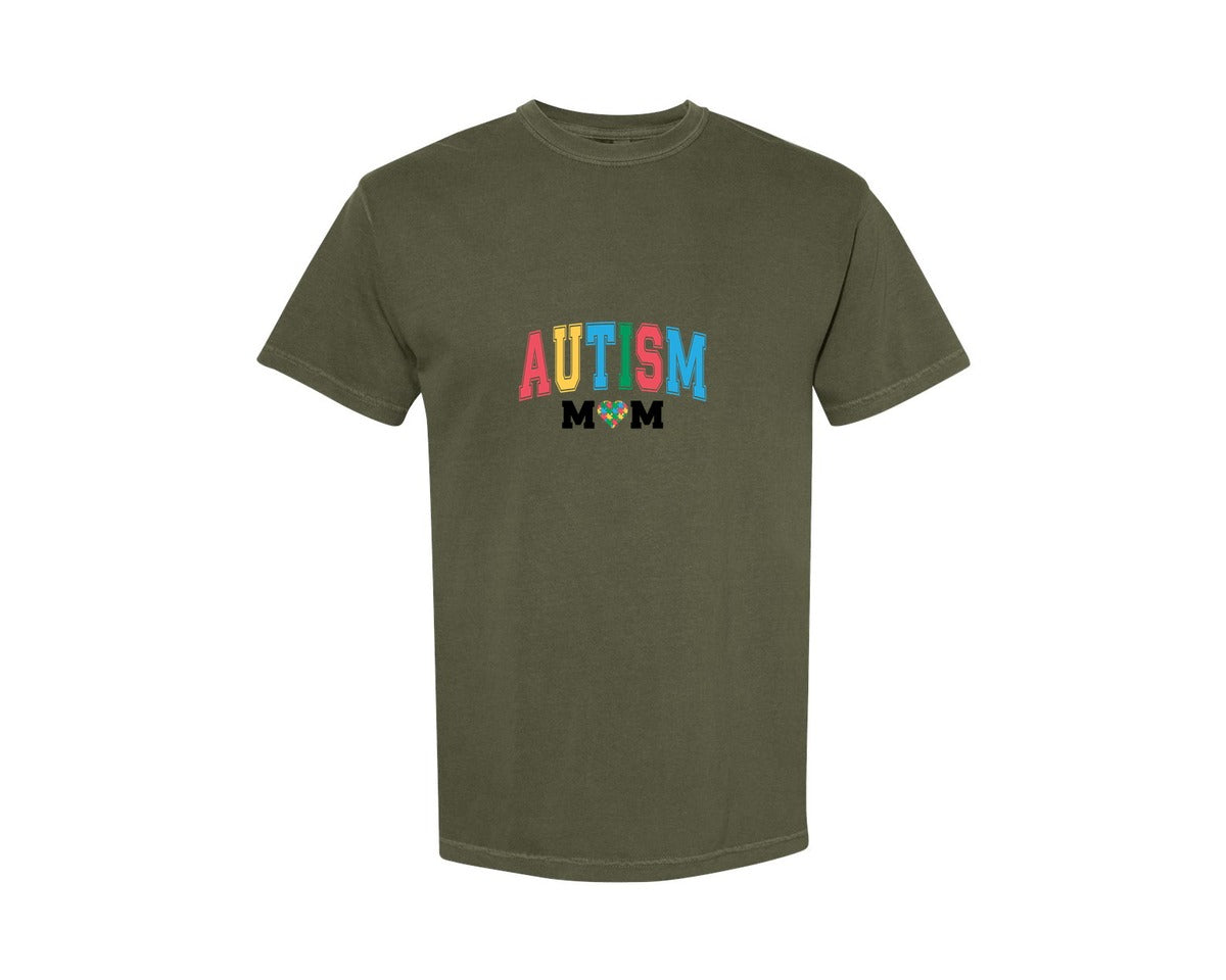 brand:Comfort Colors|color:Sage Green|Autism Mom Autism Day Graphic T-Shirt