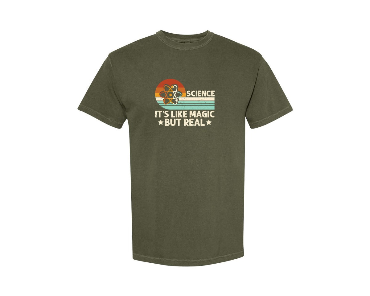brand:Comfort Colors|color:Sage Green|Science Its Like Magic But Real T Shirt 2 Graphic T-Shirt
