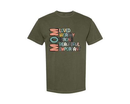 brand:Comfort Colors|color:Sage Green|Mom Mothers Day Design Graphic T-Shirt