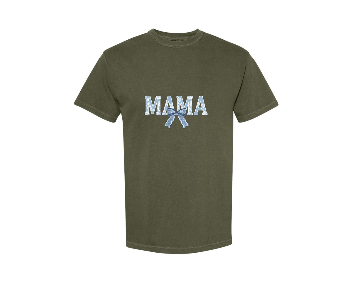 brand:Comfort Colors|color:Sage Green|Mama Floral Coquette Bow Mama Graphic T-Shirt