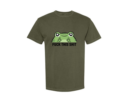 brand:Comfort Colors|color:Sage Green|Fck This Sht Funny Frog Attitude 2 Graphic T-Shirt