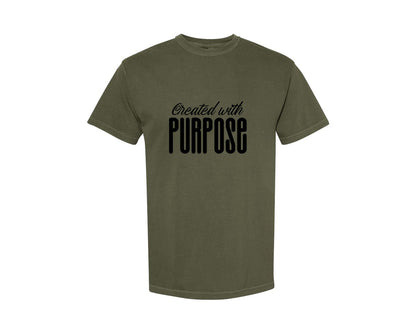 brand:Comfort Colors|color:Sage Green|Created With Purpose Sleeve Design Graphic T-Shirt