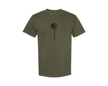 brand:Comfort Colors|color:Sage Green|American Mama Sunflower 4Th Of July Graphic T-Shirt