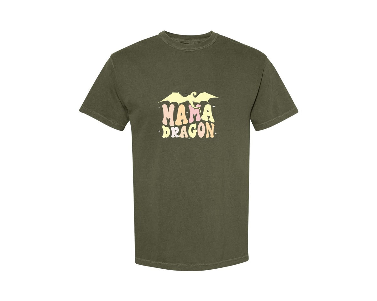 brand:Comfort Colors|color:Sage Green|Mama Dragons Mothers Day Design Graphic T-Shirt