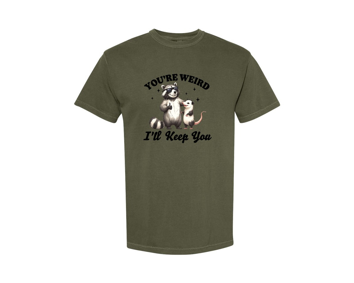 brand:Comfort Colors|color:Sage Green|Sarcastic Funny Raccoon Possum Weird Graphic T-Shirt